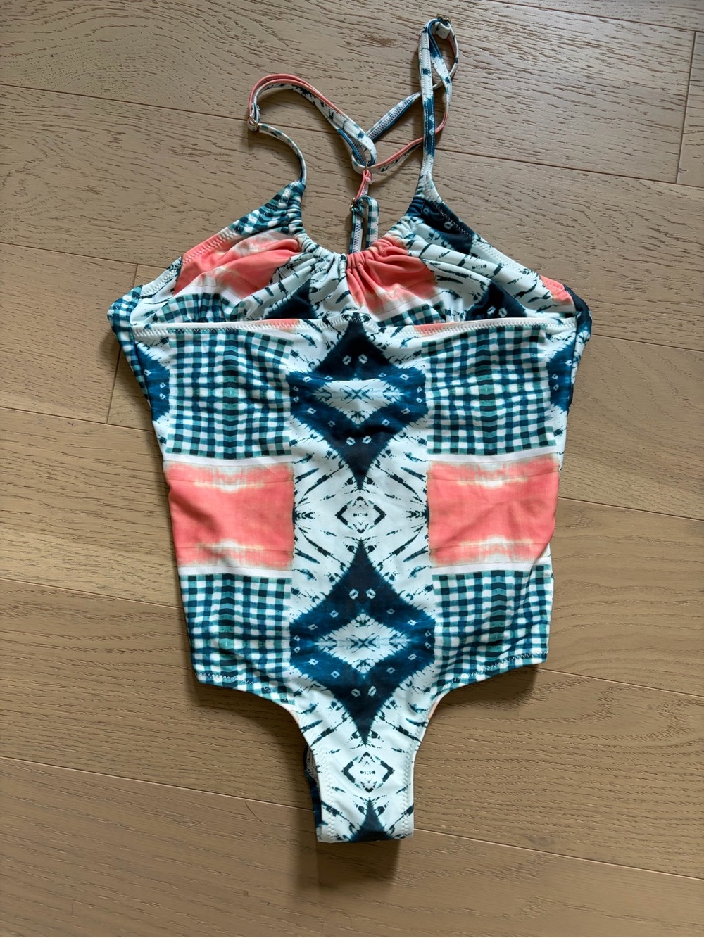 NWT Somedays Lovin Multi-Color Tie-Dye & Gingham Drifter One-Piece Swimsuit